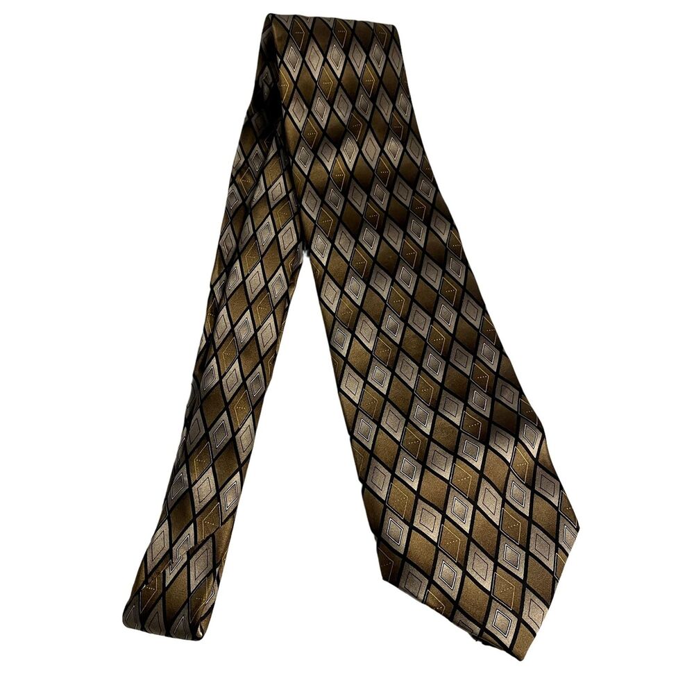 #7847 Stanford Brown and Bronze Patterned Mens Necktie